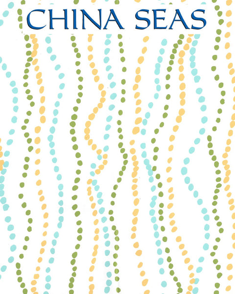 Ginza Inca Aqua Jungle on white Screen Printed Wallpaper | China Seas