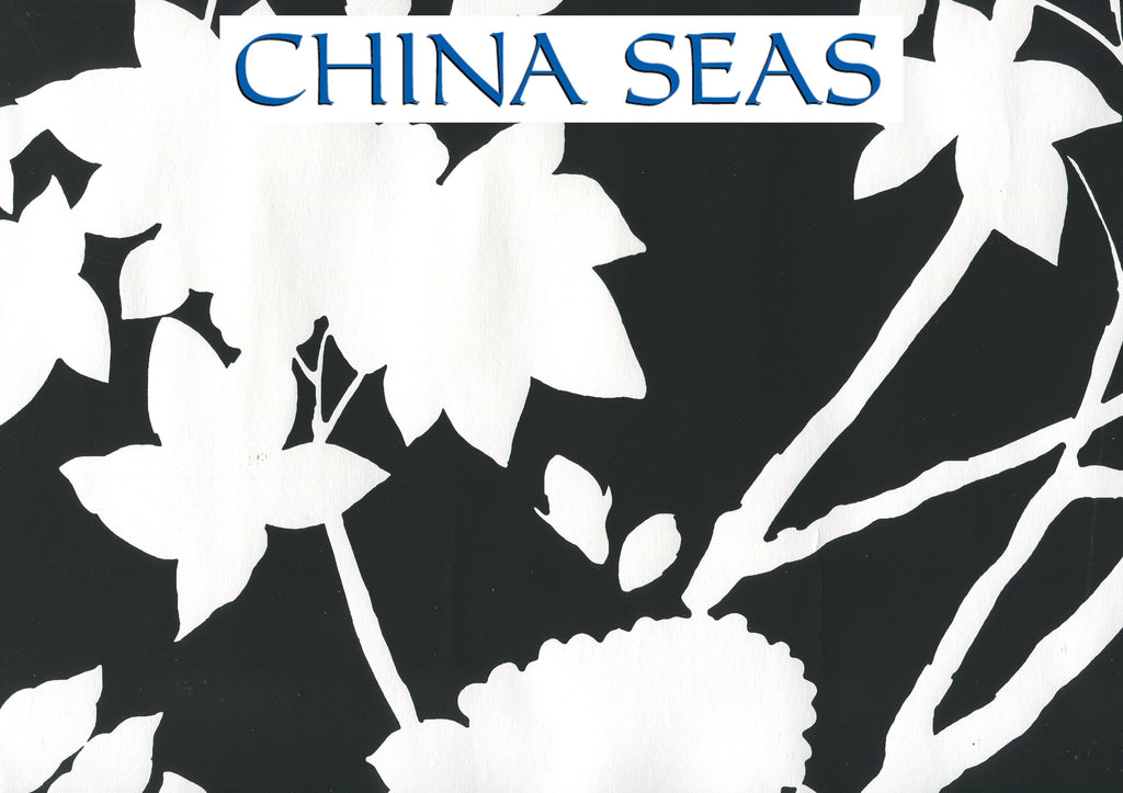 Happy Garden Background Black on White Screen Printed Wallpaper | China Seas