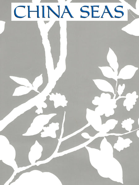 Happy Garden Background Gray on Almost White Screen Printed Wallpaper | China Seas