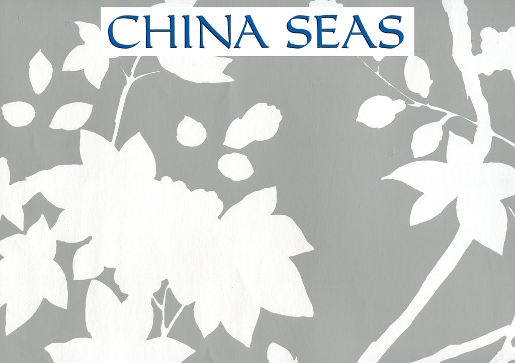 Happy Garden Background Grey on White Screen Printed Wallpaper | China Seas