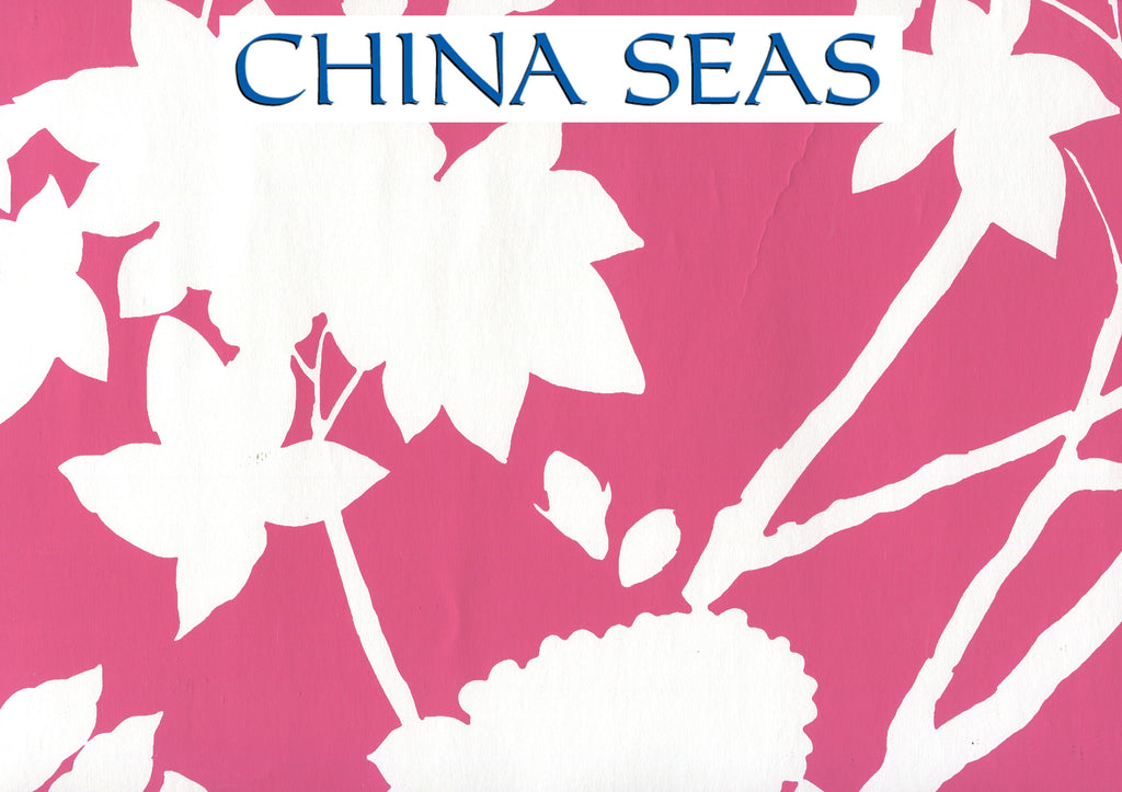 Happy Garden Background Magenta on White Screen Printed Wallpaper | China Seas