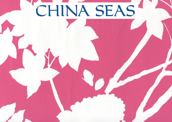 Happy Garden Background Magenta on White Screen Printed Wallpaper | China Seas