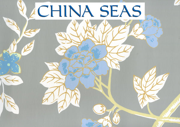 Happy Garden Grey on White Screen Printed Wallpaper | China Seas