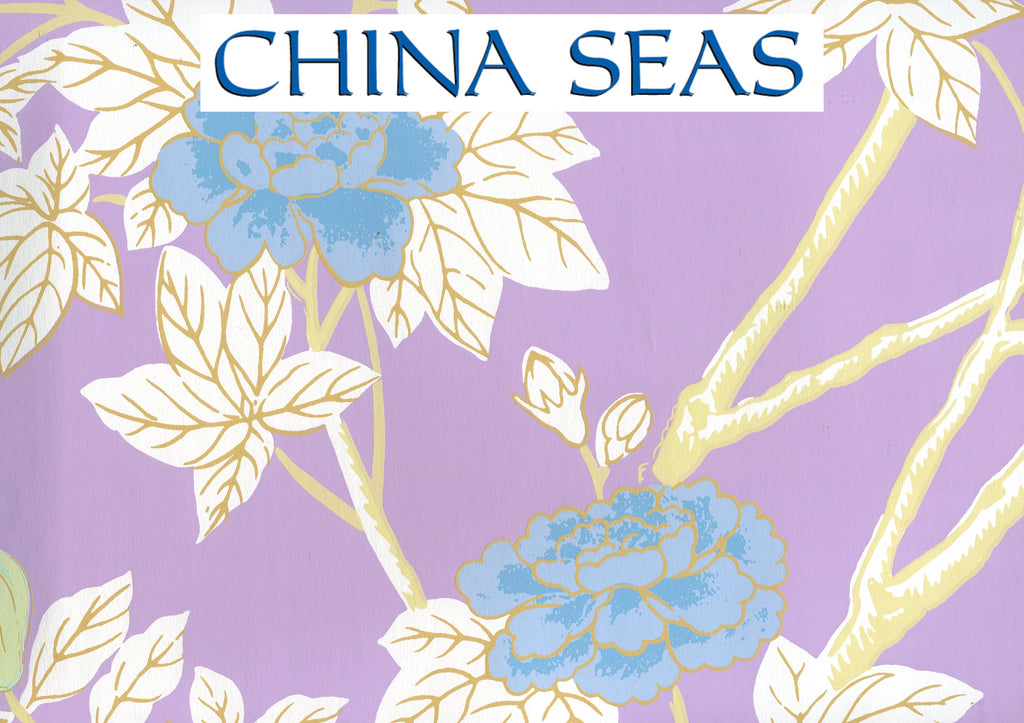 Happy Garden Lavender on White Screen Printed Wallpaper | China Seas