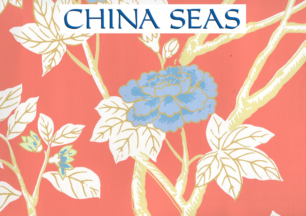 Happy Garden Rust Orange on White Screen Printed Wallpaper | China Seas