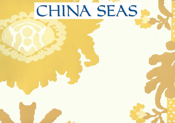 Henriot Floral Floral Peach Yellows on Off White Screen Printed Wallpaper | China Seas