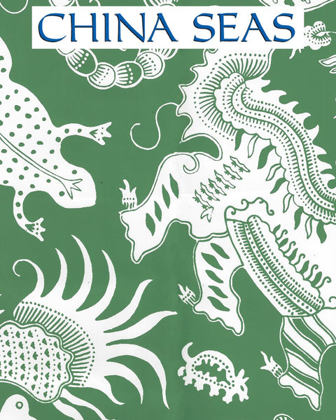 Indramayu Reverse Grassy Green White Matte Screen Printed Wallpaper | China Seas