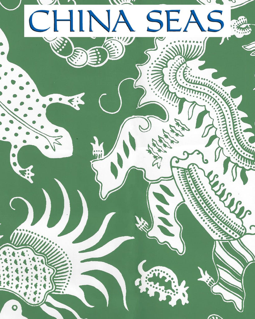 Indramayu Reverse Grassy Green White Matte Screen Printed Wallpaper | China Seas
