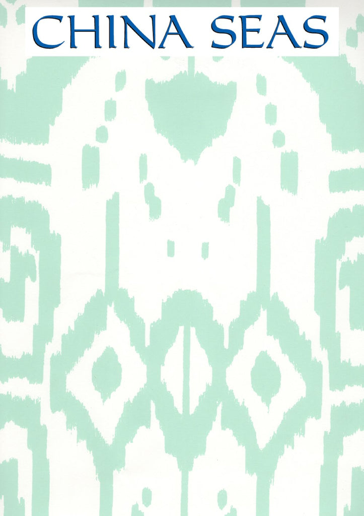Island Ikat Pale Aqua on White Screen Printed Wallpaper | China Seas