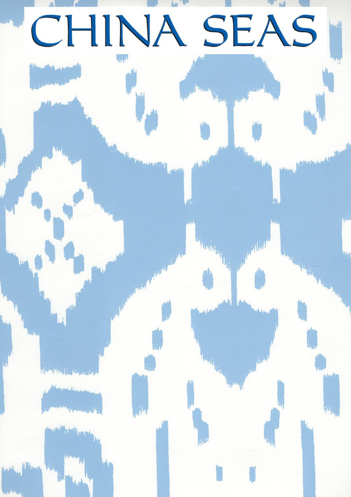 Island Ikat Zibby Blue on White Screen Printed Wallpaper | China Seas