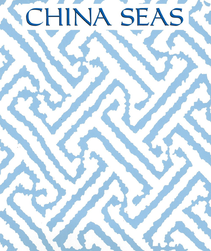 Java Grande French Blue on White Screen Printed Wallpaper | China Seas