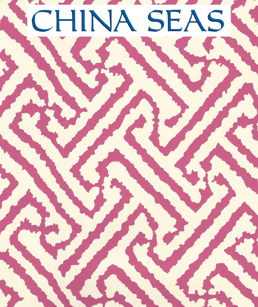 Java Grande Magenta on Off White Screen Printed Wallpaper | China Seas