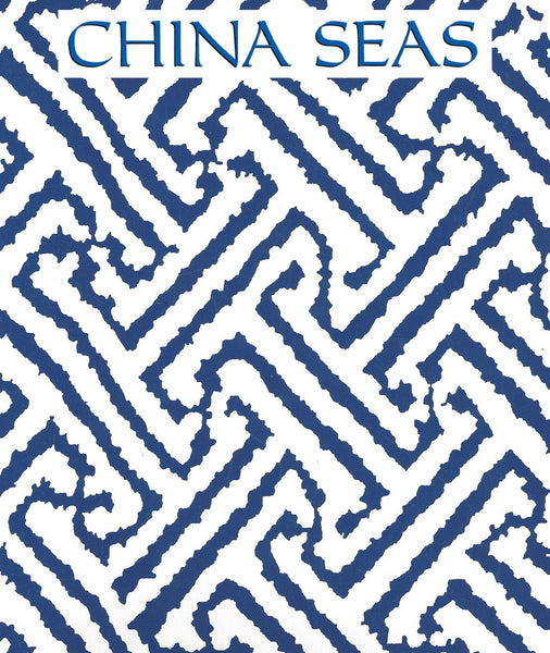 Java Grande Navy on White Screen Printed Wallpaper | China Seas