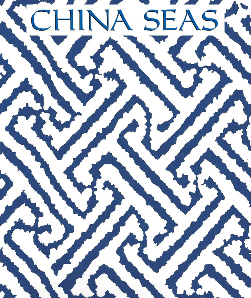 Java Grande Navy on White Screen Printed Wallpaper | China Seas