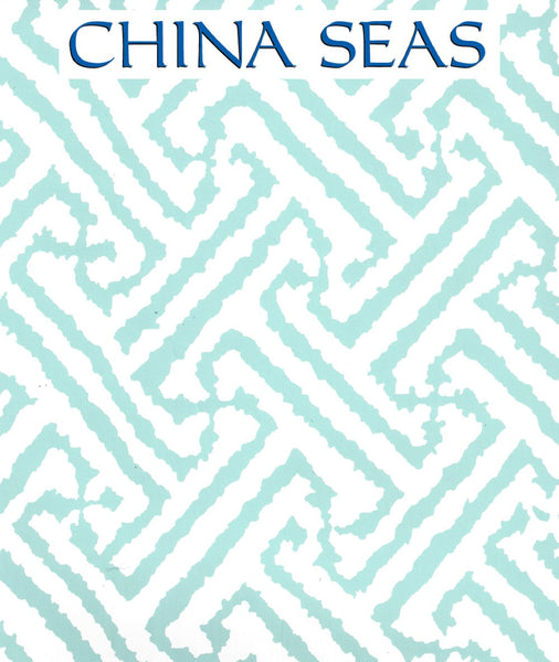 Java Grande Turquoise on White Screen Printed Wallpaper | China Seas