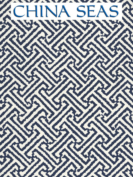Java Java Navy on Almost White Screen Printed Wallpaper | China Seas