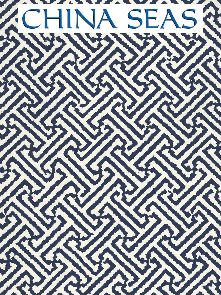 Java Java Navy on Almost White Screen Printed Wallpaper | China Seas