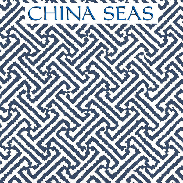Java Java Navy on White Screen Printed Wallpaper | China Seas
