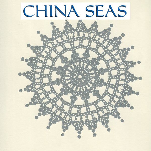 Jeanne Medallion Silver on Off White Paper Screen Printed Wallpaper | China Seas