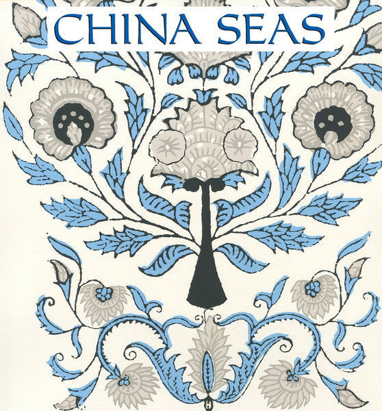 Kalamkari All Over Celeste Gray Charcoal Screen Printed Wallpaper | China Seas