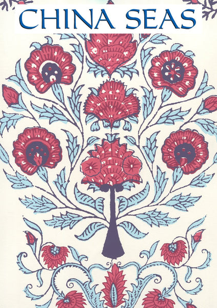 Kalamkari All Over Red Burgundy Purple Screen Printed Wallpaper | China Seas