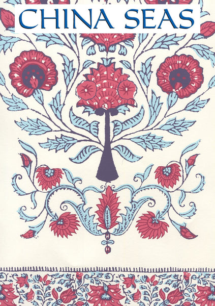 Kalamkari Border Red Burgundy Purple Screen Printed Wallpaper | China Seas