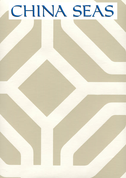 Labyrinth Greige_on_almost_white_HC Screen Printed Wallpaper | China Seas