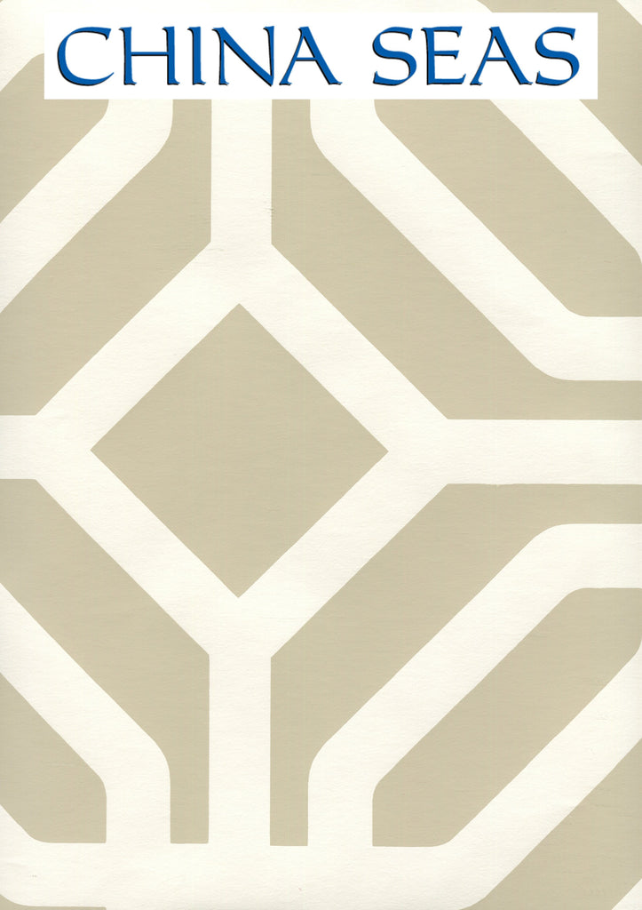 Labyrinth Greige_on_almost_white_HC Screen Printed Wallpaper | China Seas