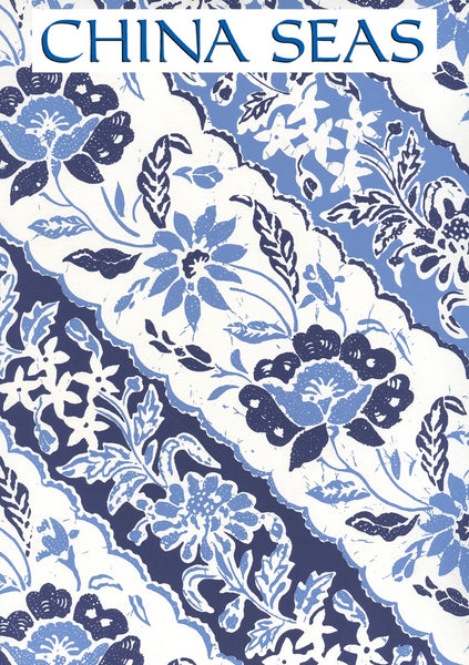 Lim Diagonal Multi French Blue Navy Screen Printed Wallpaper | China Seas