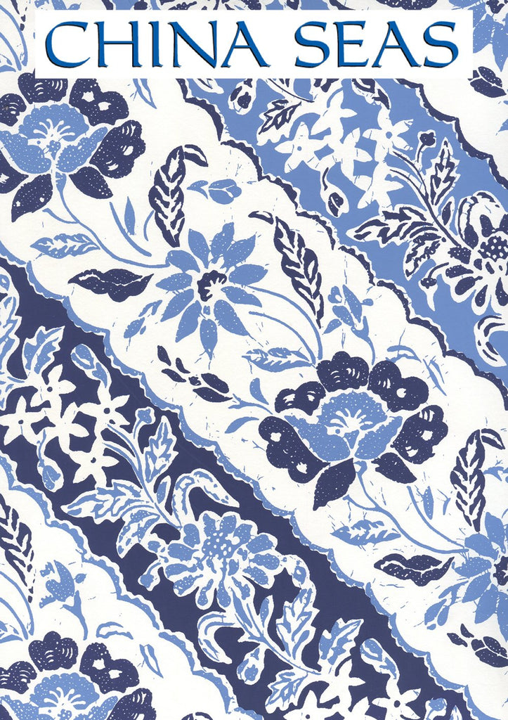 Lim Diagonal Multi French Blue Navy Screen Printed Wallpaper | China Seas