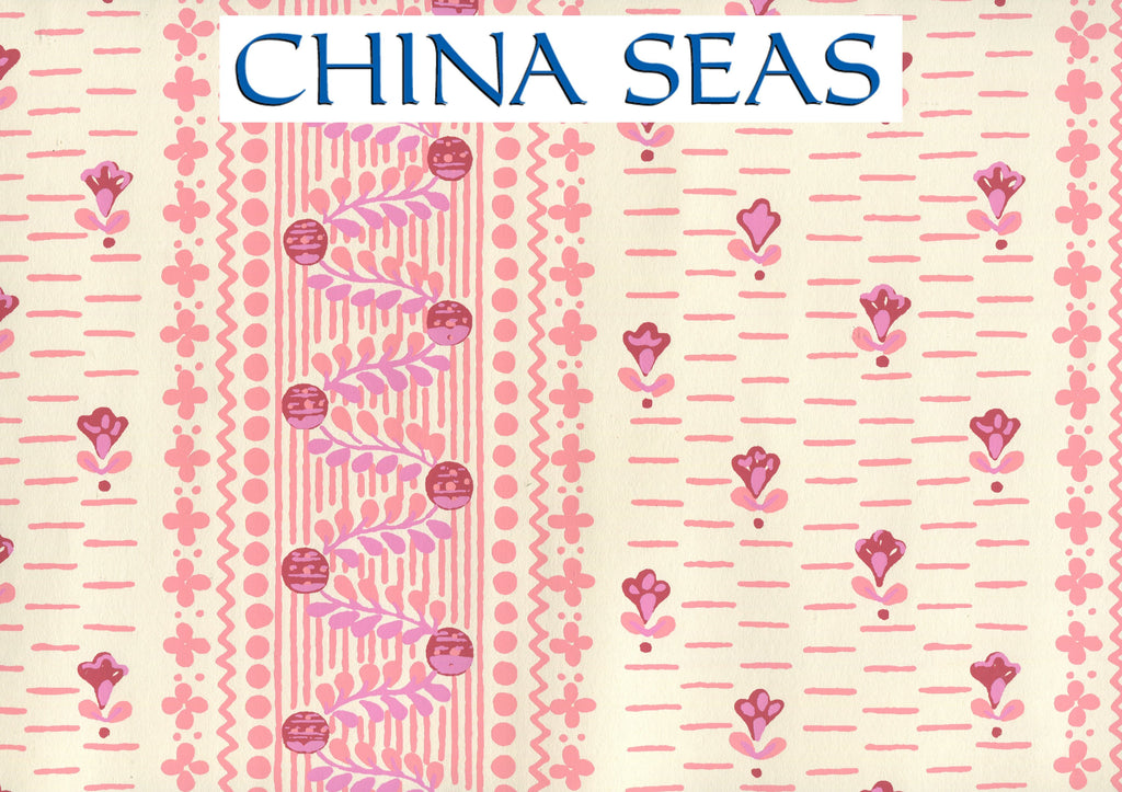 Links II Multi Pinks on Off White Screen Printed Wallpaper | China Seas