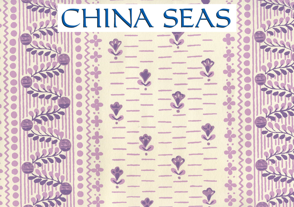 Links II Multi Purple on Off White Screen Printed Wallpaper | China Seas