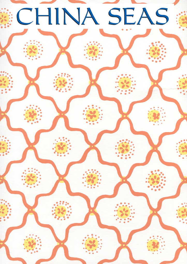 Longfellow Orange Yellow on White Screen Printed Wallpaper | China Seas