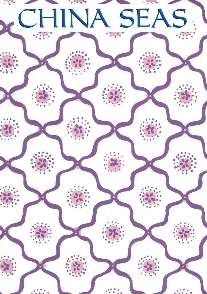 Longfellow Purple Lilac on Almost White Screen Printed Wallpaper | China Seas