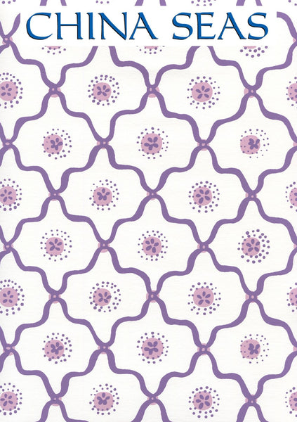 Longfellow Purple Lilac on White Screen Printed Wallpaper | China Seas