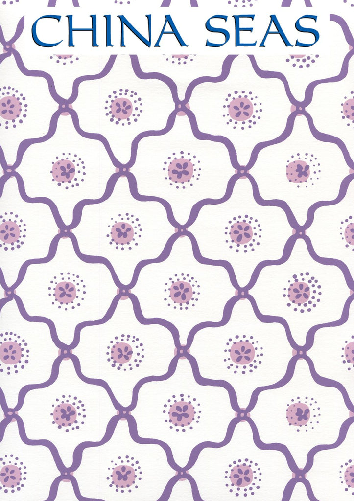 Longfellow Purple Lilac on White Screen Printed Wallpaper | China Seas