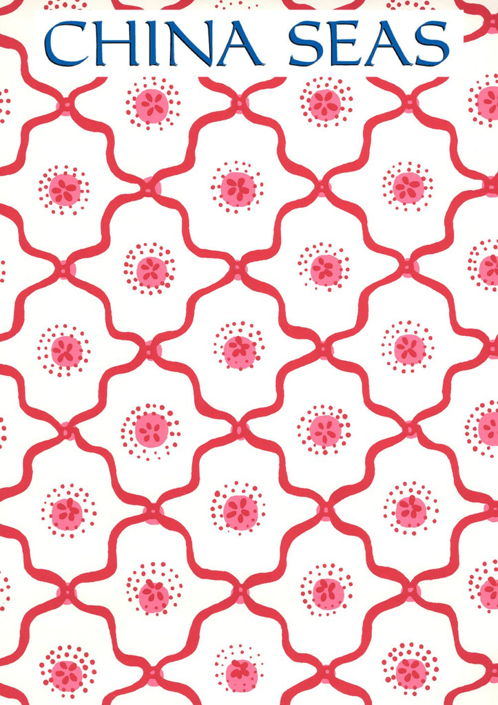 Longfellow Strawberry on Almost White Screen Printed Wallpaper | China Seas