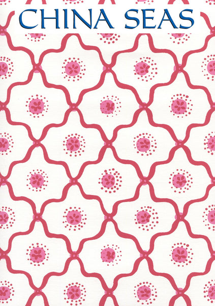 Longfellow Strawberry on White Screen Printed Wallpaper | China Seas