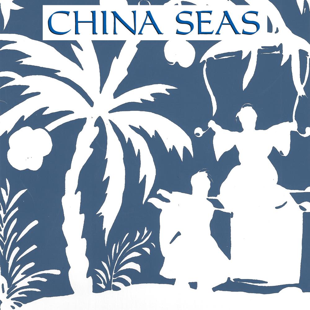 Lyford Background Navy on White Screen Printed Wallpaper | China Seas