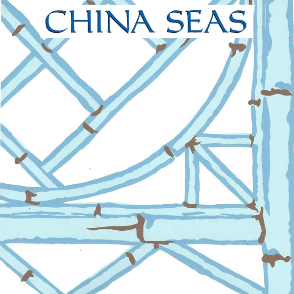 Lyford Trellis Light Blue French Blue Brown on White Screen Printed Wallpaper | China Seas