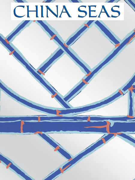 Lyford Trellis Navy New Blue Terracotta Screen Printed Wallpaper | China Seas