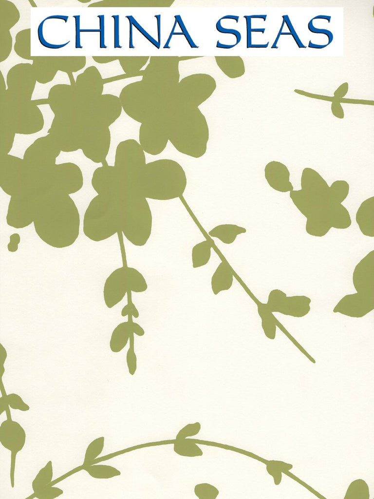 Lysette Chartreuse on Almost White Screen Printed Wallpaper | China Seas