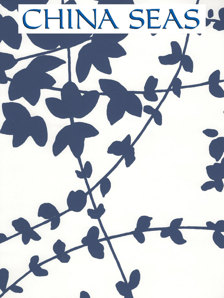 Lysette Navy on White Screen Printed Wallpaper | China Seas