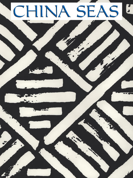 Macoco Reverse wallpaper Black on Almost White Screen Printed Wallpaper | China Seas