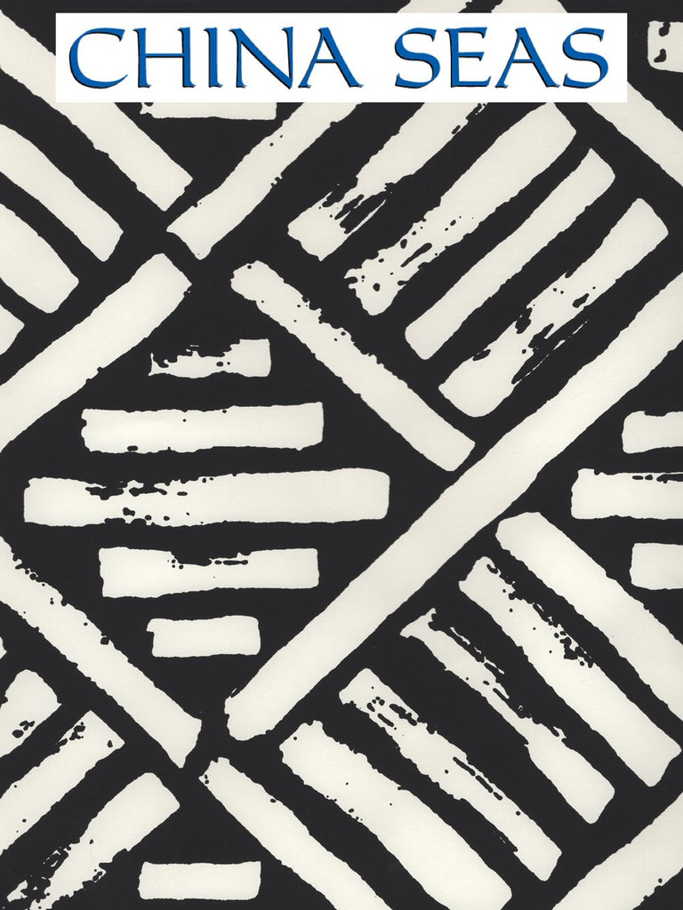 Macoco Reverse wallpaper Black on Almost White Screen Printed Wallpaper | China Seas