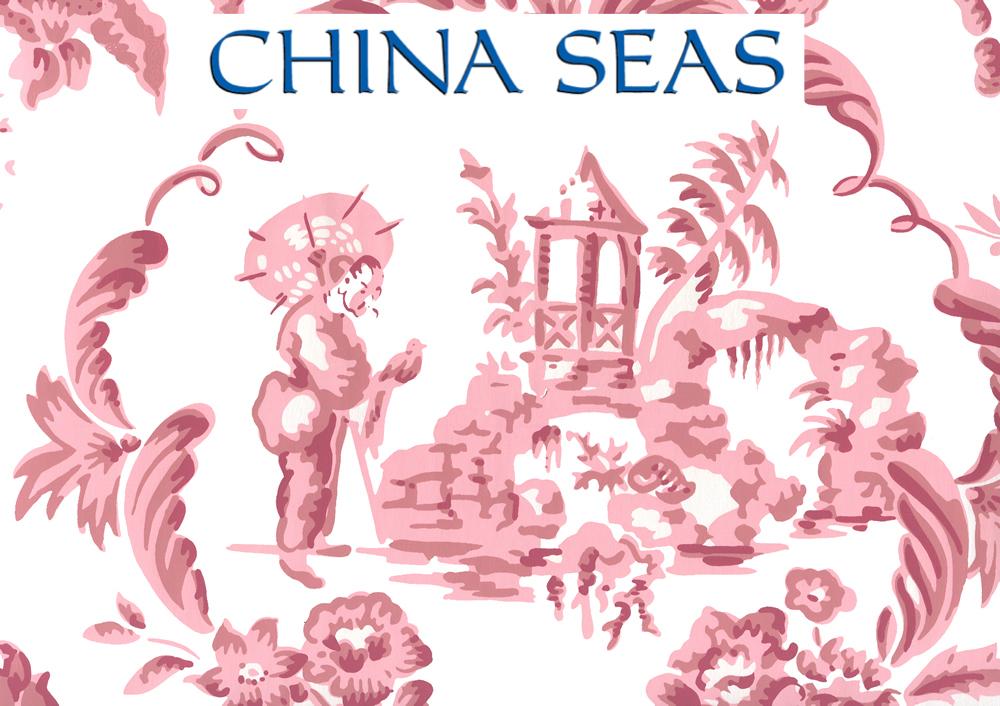 Madame Butterfly Pinks on White Screen Printed Wallpaper | China Seas