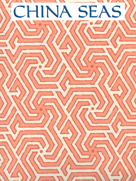 Maze Reverse Two Color Light Orange New Shrimp Screen Printed Wallpaper | China Seas