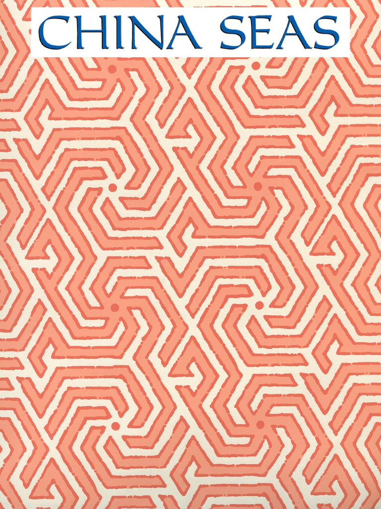 Maze Reverse Two Color Light Orange New Shrimp Screen Printed Wallpaper | China Seas