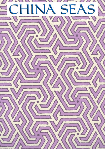 Maze Reverse Two Color Lilac Purple Screen Printed Wallpaper | China Seas