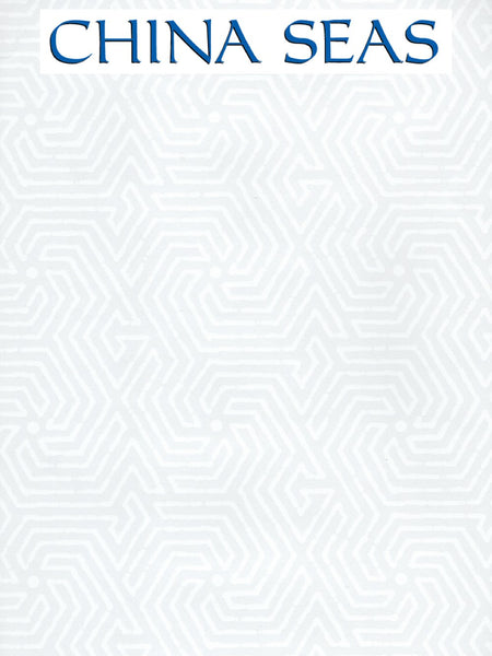 Maze White on White Patent Vinyl Screen Printed Wallpaper | China Seas
